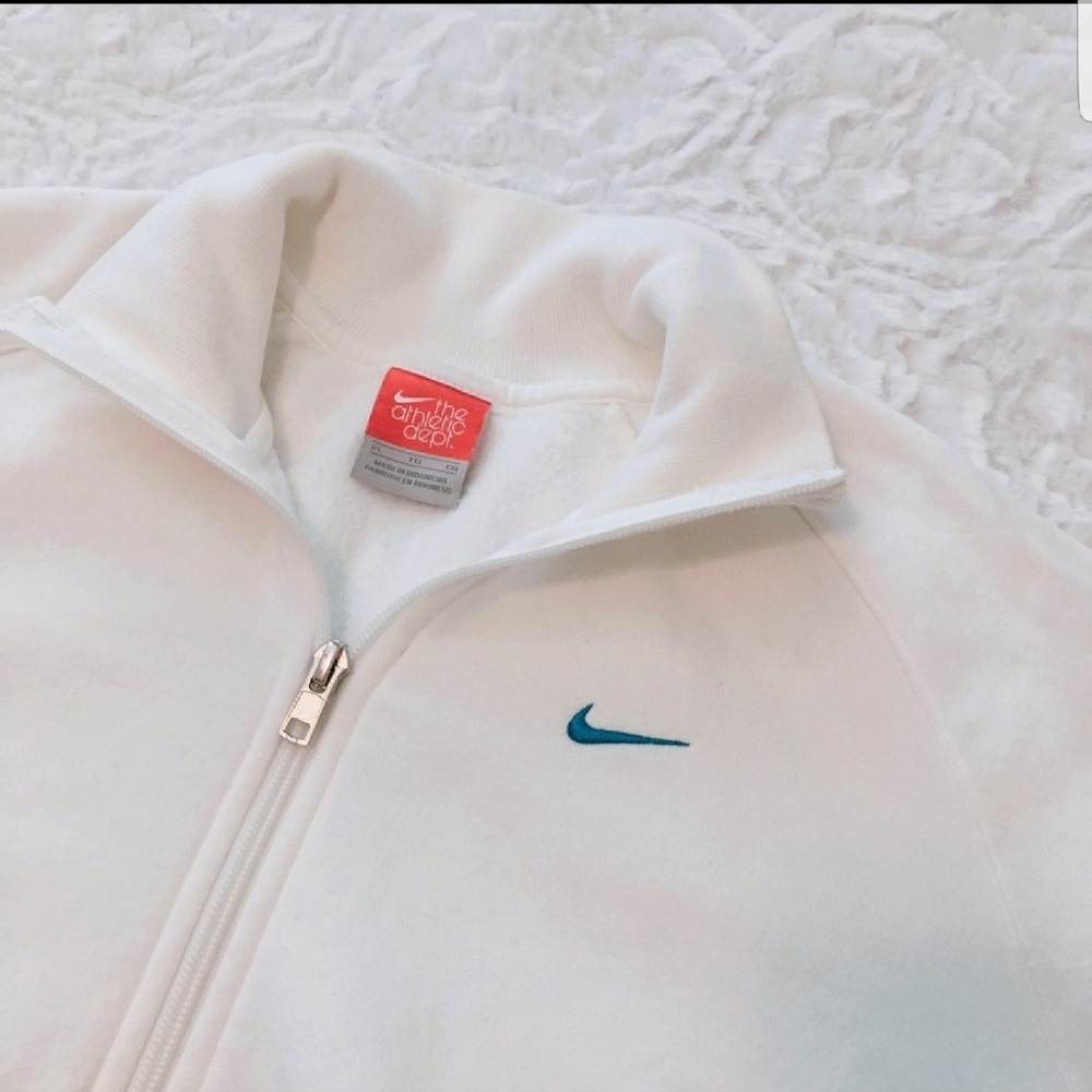 Nike White Half Zip with Blue Logo